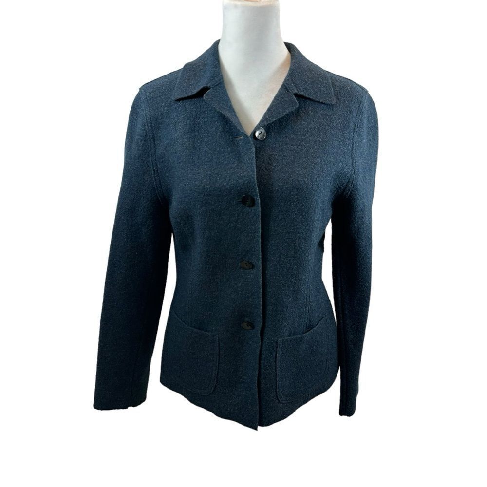 Ladies Lord & Taylor Wool Blend Unlined English Country Style Blue Jacket 4P